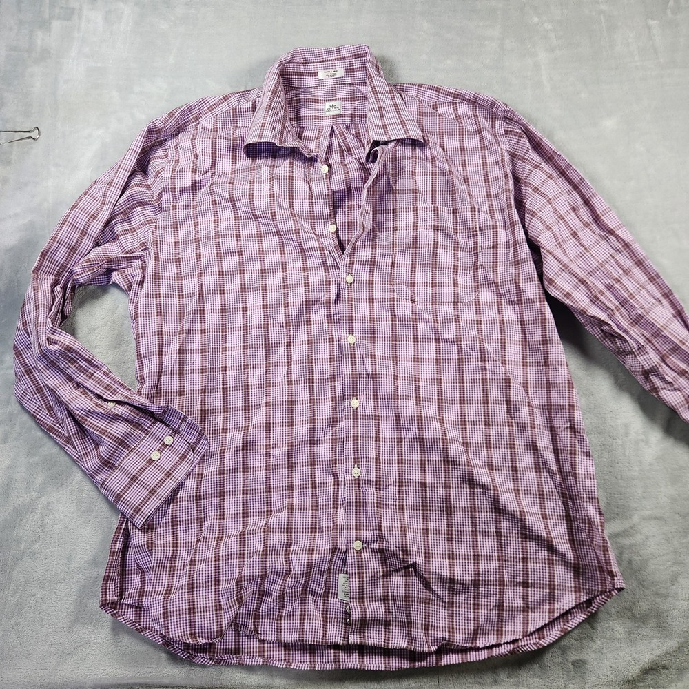 Peter Millar Shirt Mens XL Purple Plaid Button Down Cotton Long Sleeve Woven